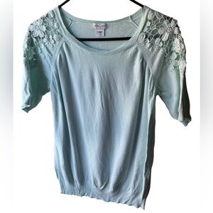 Jaclyn Smith Light Blue Short Sleeve Blouse Large